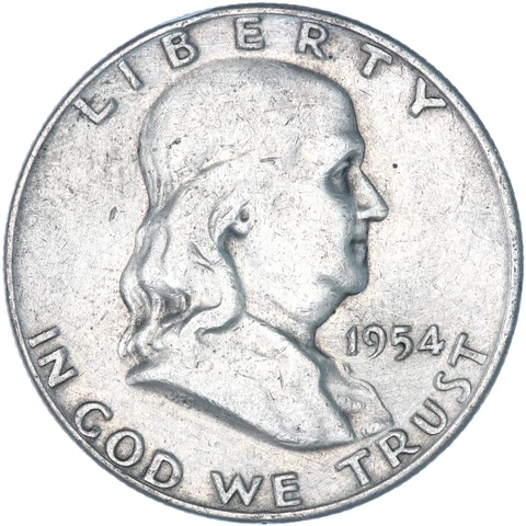 1954 D Franklin Half Dollar 90% Silver Fine FN See Pics Y321 Cover