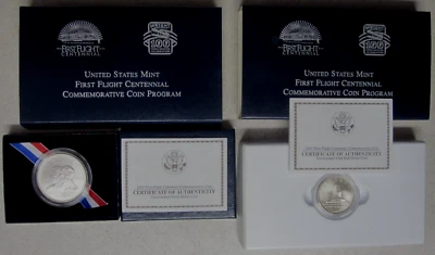(Set of 2) 2003 First Flight Centennial Commemorative BU Clad Half/Silver Dollar - Image 1 of 3