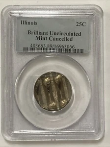 PCGS 2003 ILLINOIS UNCIRCULATED QUARTER MINT CANCELLED WAFFLED - Picture 1 of 4