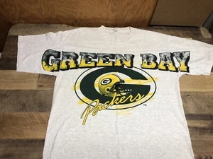 Vintage Green Bay Packers Game Day Men’s One  Size T-Shirt Big Logo Spell Out - Picture 1 of 7