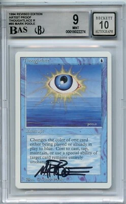 MTG Magic Thoughtlace Signed BAS 10 Artist Proof BGS 9 Revised 3ED Mark Poole - Image 1 of 2