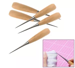 Leather Craft DIY Sewing Wooden Awl Tool Stitch Hole Punch Leather Fabric - Picture 1 of 12