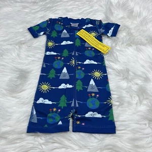 Hanna Andersson Organic Baby Shortie Zip Sleeper Happy Planet 85 2T Blue Pj NEW - Picture 1 of 7