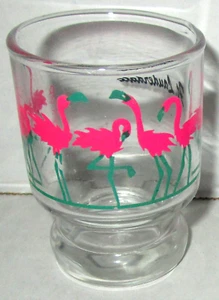 TROPICAL Shot Glass ~ 2.5" Tall ~ PINK FLAMINGO'S/FT. LAUDERDALE - Picture 1 of 2