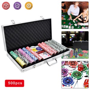 Pokerkoffer Pokerset Poker Set 500 Laser Chips Silber Aluminium Koffer Jetons DE