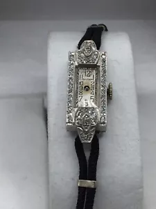 Ladies Waltham Diamond And Platinum Deco Style Watch - Picture 1 of 10