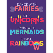 Fairies Unicorns Mermaids Rainbows Purple Large Wall Art Print