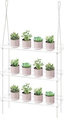 3-Tier Acrylic Window Wall Hanging Clear Plant Shelves for Windows - Image 1 of 4