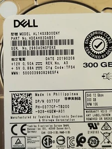 DELL / TOSHIBA 2.5" 300GB 12G SAS HARD DRIVE MODEL: AL14SXB30EMY P/N: 0377CF - Picture 1 of 3
