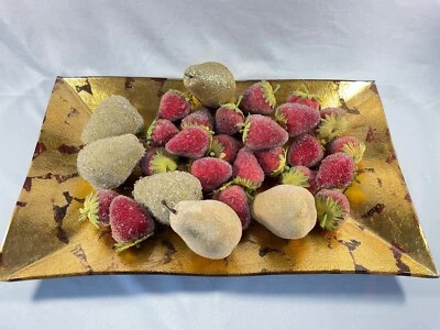 30 штук винтажных сахарных блестящих искусственных фруктов клубники груши с бисером - Изображение 1 из 4