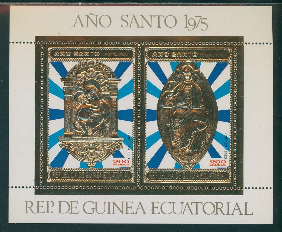 Guinea Ecuatorial OS #28 NGAI S/S Año Santo 1975 LÁMINA DE ORO $$ Foto 1 de 1