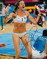 KERRI WALSH AUTOGRAPHED OLYMPIC GOLD MEDAL VOLLEYBALL HOT & SEXY BAS COA 8X10