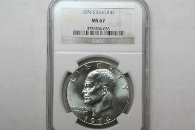 1974s Silver Eisenhower Dollar   NGC MS67   (306-058) - Image 1 of 3