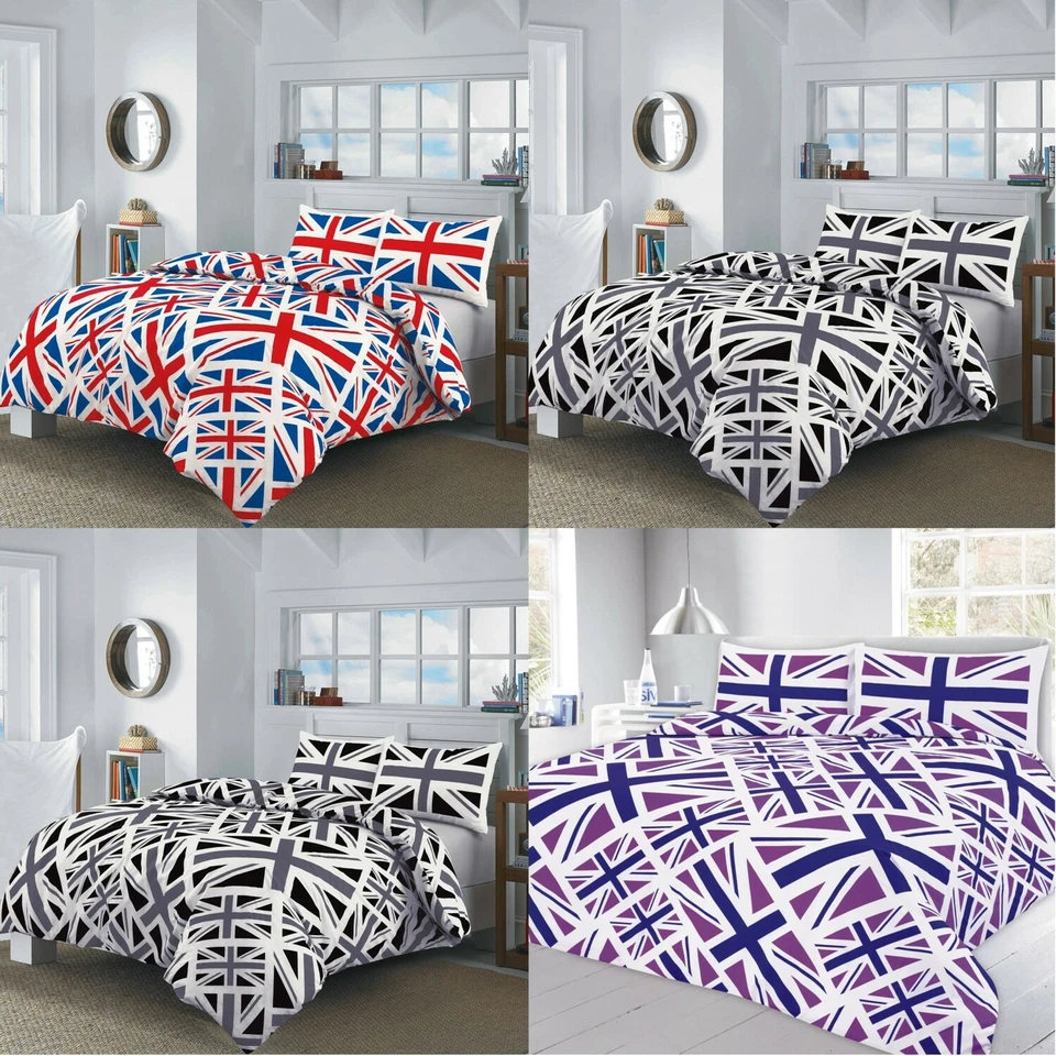 UNION JACK Duvet Cover & Pillowcase British Flag Easycare Reversible Bedding Set - Image 1 of 1