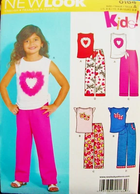 Girl New Look 6139 UNCUT FF Kids Sewing Pattern Tops & Pants Size 3-4-5-6-7-8 - Image 1 of 2