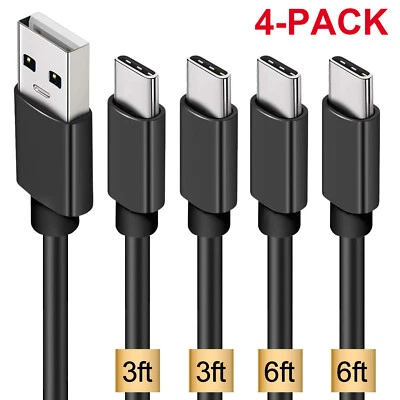 4-Pack OEM USB A to Type C Fast Charger Cable For Samsung Galaxy S8 S9 S10 Plus - Image 1 of 4