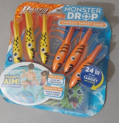 BANZAI Monstruo Gota Torpedo Objetivo Piscina Juego Hundimiento Fiesta Agua Juguete Palos de Buceo Foto 1 de 4