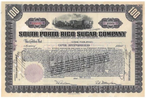 South Porto Rico Sugar Company Puerto Rico certificado de acciones - Imagen 1 de 1