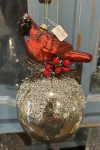 Dillards Southern Living Miracle & Wonder Cardinal Mercury Glass Ornament NWT - Picture 1 of 7