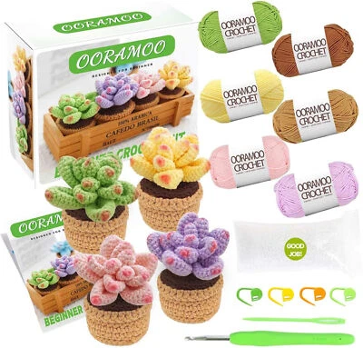 Crochet Kit For Beginners 4Pcs Succulents Beginner Crochet Starter Kit Complete - image 1 of 4