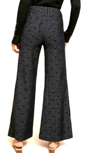 Pantalones Anthropologie Cartonnier Jacquard Punto Mujer 20 Negro Rayas Campana Parte Inferior - Imagen 1 de 12