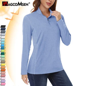 Women's UPF 50+ Shirts 1/4 Zip Up Sun Protection Long Sleeve Rash Guard Hiking T - Picture 1 of 117