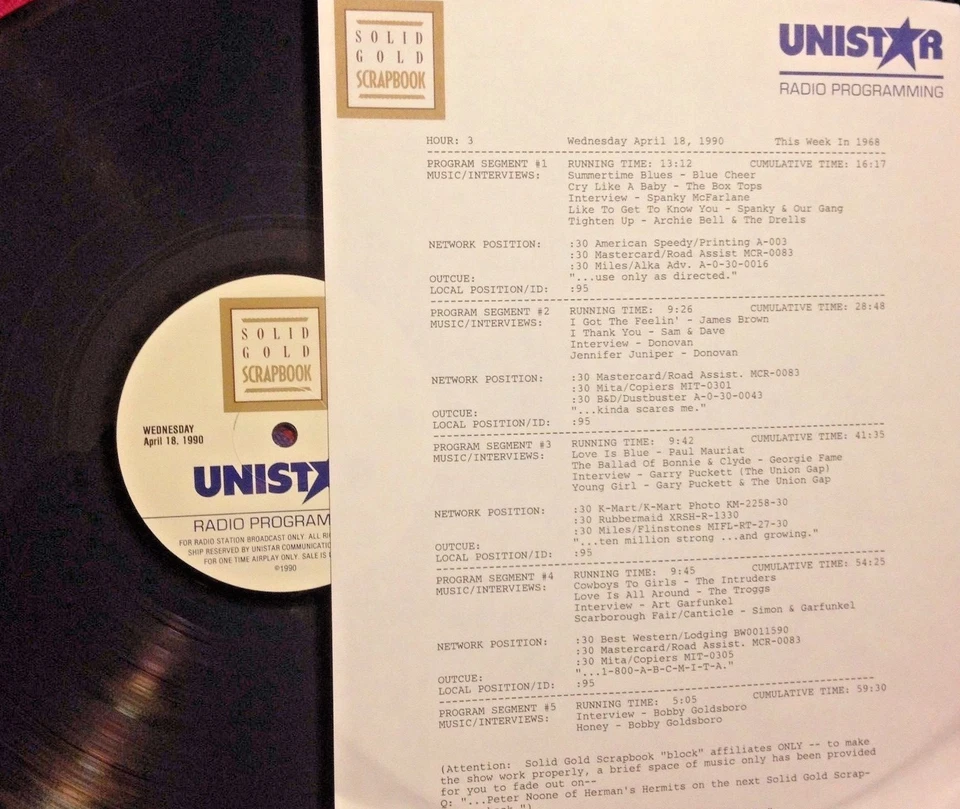 RADIO SHOW 4/18/90 THIS WK '68: BLUE CHEER, BOX TOPS, SPANKY & OUR GANG, DONOVAN - Image 1 of 1