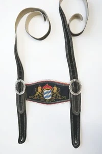 70/80er Vintage Hosenträger Bayern Wappen Stickerei für Lederhose L: 101 cm - Bild 1 von 6