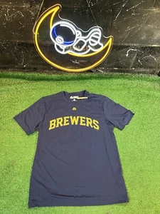 Camiseta Majestic Evolution CoolBase Milwaukee Brewers Manga Corta Camisa Azul Para Hombres M - Imagen 1 de 4