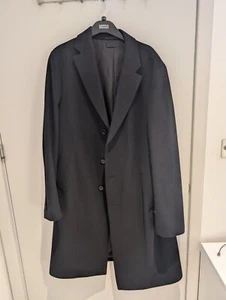 Uniqlo Coat Mens Large Wool Cashmere Knit Long Trench Pea Overcoat Chesterfield - Picture 1 of 7