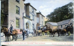 UK Ambleside Horse Carriages 1912 Windermeer cover on Abraham published postcard - Picture 1 of 3