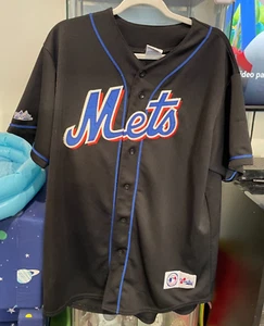 Camiseta deportiva vintage Majestic New York Mets espalda en blanco talla GRANDE negra - Imagen 1 de 5