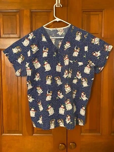 Scrubs SNOWMAN Blue size large - Picture 1 of 2