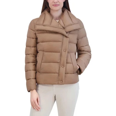 Tahari Ladies' Asymmetrical Puffer Jacket Tan Size-XXL - Image 1 of 4
