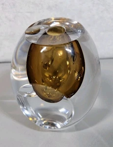 Glass Ventana Vase by Mona Morales-Schildt Clear Glass With Amber Underframe - Picture 1 of 17