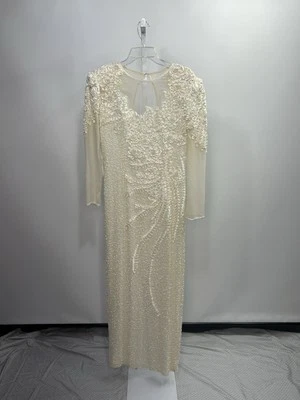 Sylvia Ann Wedding Dress 100% Silk Ivory Color Beaded embroidery, Size 11/12. 2P - Image 1 of 4
