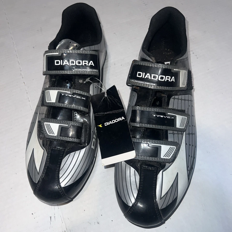 Diadora Trivex 男式运动鞋 12 码黑色合成自行车骑行鞋 — 第 1/4 张图片