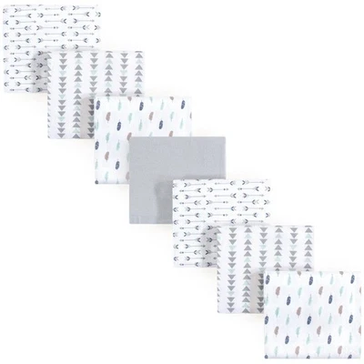 Paquete de 7 mantas de recepción de franela de algodón unisex para bebé plumas para niño talla única Foto 1 de 2