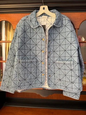 Chaqueta de mezclilla acolchada reversible 100 % algodón Joan Rivers nueva con etiquetas - lavado ligero talla pequeña Foto 1 de 4