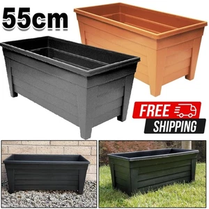 Plant Pot Trough Planter Extra Long Plastic Outdoor Garden Patio Pot 55cm UK - Picture 1 of 7