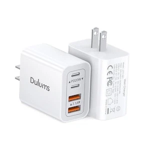 40W USB C Charger Cube, 2-Pack Wall Plug Fast Charging Block, 4-Port PD+QC - Picture 1 of 7