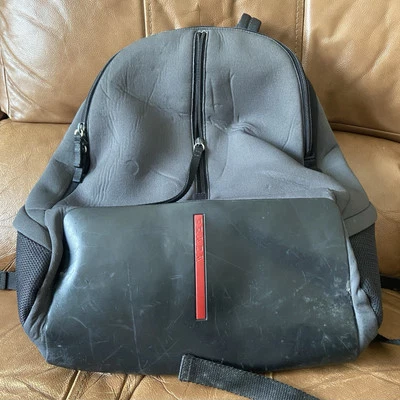 VNTG Prada Mens Gray Black Neoprene Backpack Made In Italy W/ Authenticity Card - Image 1 of 4