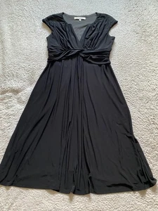 Vestido Vaina Evan-Picone Mujer Manga Corta Henley Plisado Midi Negro Talla 6 - Imagen 1 de 10