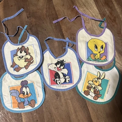 5 винтажных детских нагрудников Baby Looney Tunes 1993 Warner Bros - мультфильмы 90-х - Изображение 1 из 4