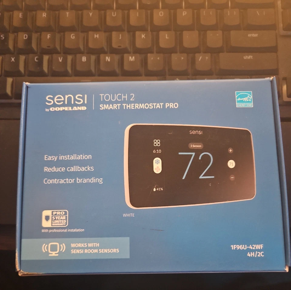 Emerson Sensi touch 2 1F96U-42WF  Wi-Fi Thermostat Touchscreen black - Image 1 of 1