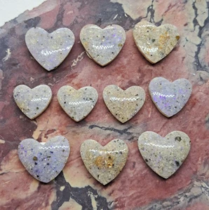 Louisiana Opal Heart Cab Lot Of 10 Cabochons - Picture 1 of 12