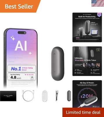 Compact NotePin Voice Recorder with AI Transcription, 20H Battery, 112 Languages - Image 1 of 4