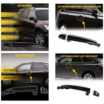 2X Maçaneta Externa da Porta Frontal Preta para Lexus RX330 GX470 RX350 RX400h 2003-2009 - Imagem 1 de 4