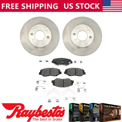 Front Kit Brake Rotors + Ceramic Pads & Hardware For 2013 2014 Honda Fit — 第 1/4 张图片