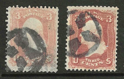 Sc #65 2 Diff 4 PT STAR Fancy Cancel 3 Cent Washington 1861-2 Civil War US 68B21 - Image 1 of 3